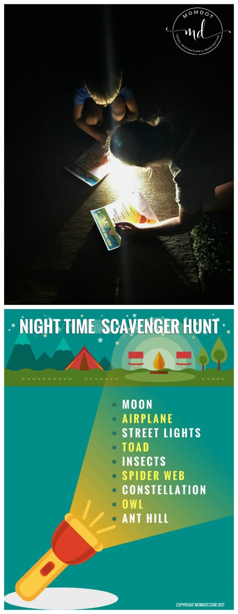 Nighttime Scavenger Hunt with Flashlight plus Free Printable