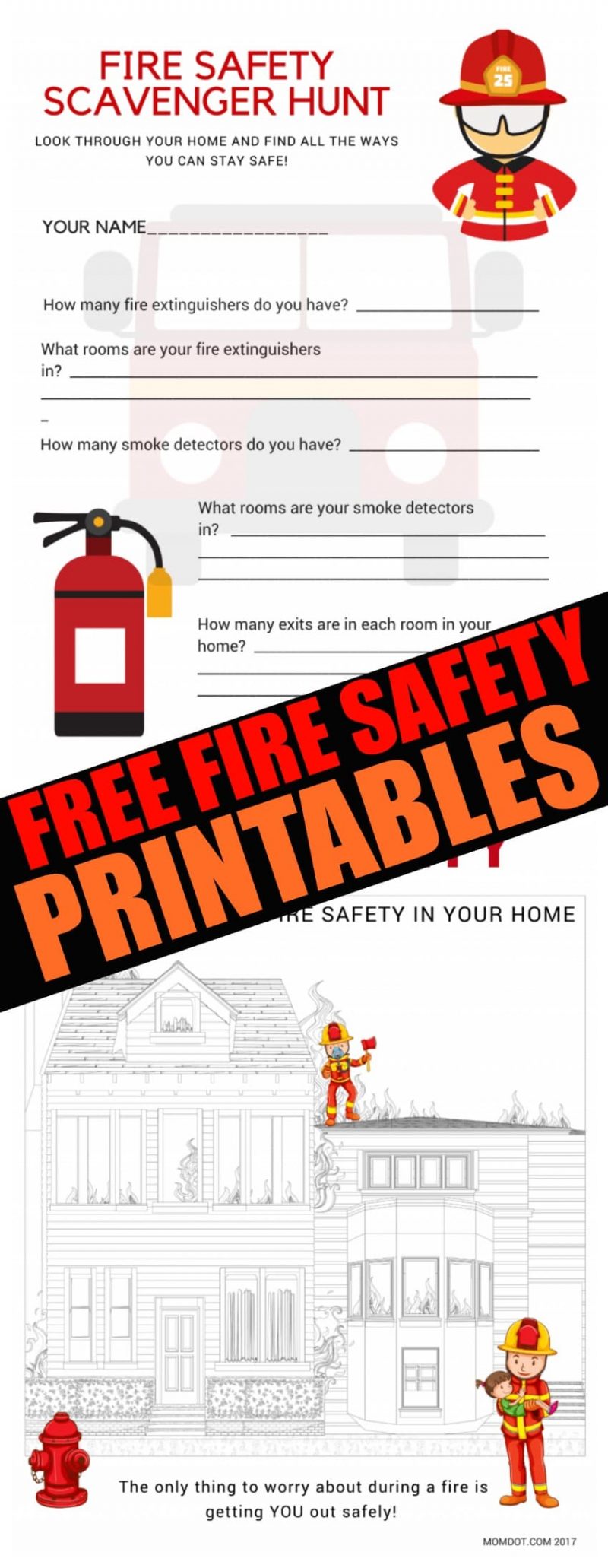 Free Fire Safety Printables, Home Fire Drill Safety Month, help your kids understand what to do in a fire! Download free 