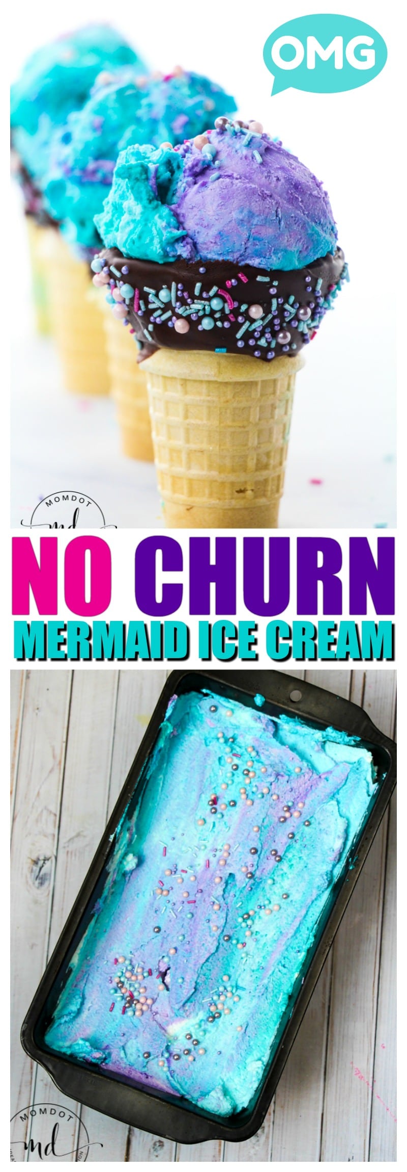No Churn Mermaid Ice Cream | No Churn Ice Cream Recipe | Mermaid Party