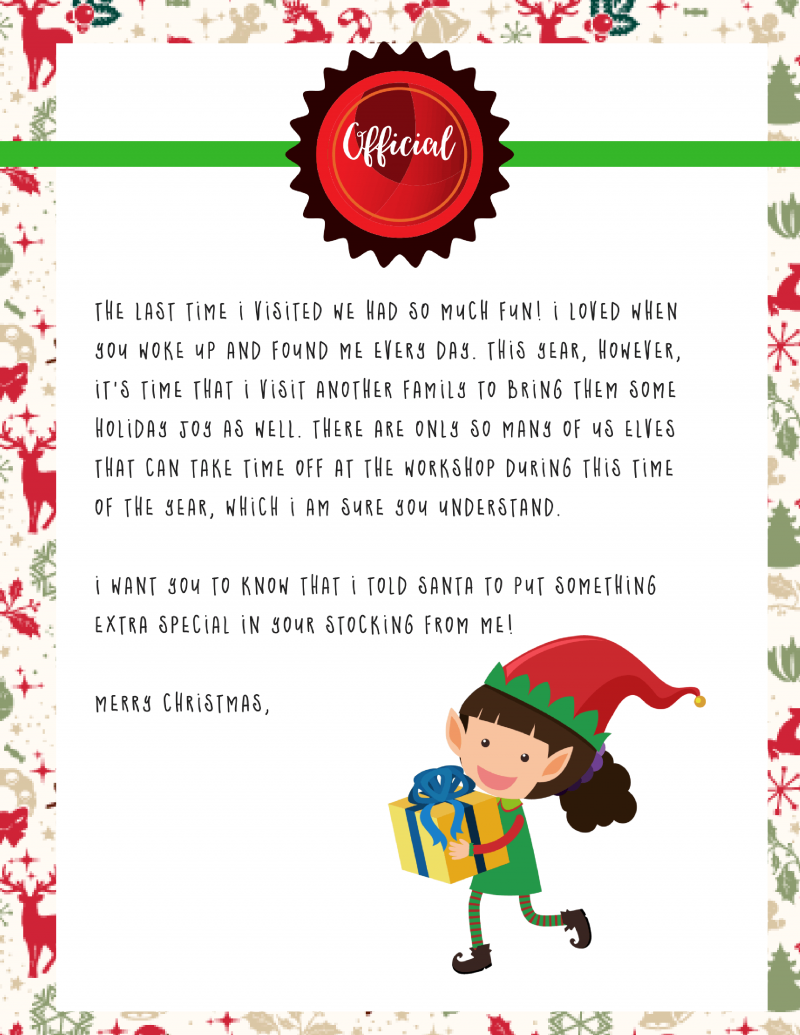 Free Elf On The Shelf Letter Template - Free Printable Templates