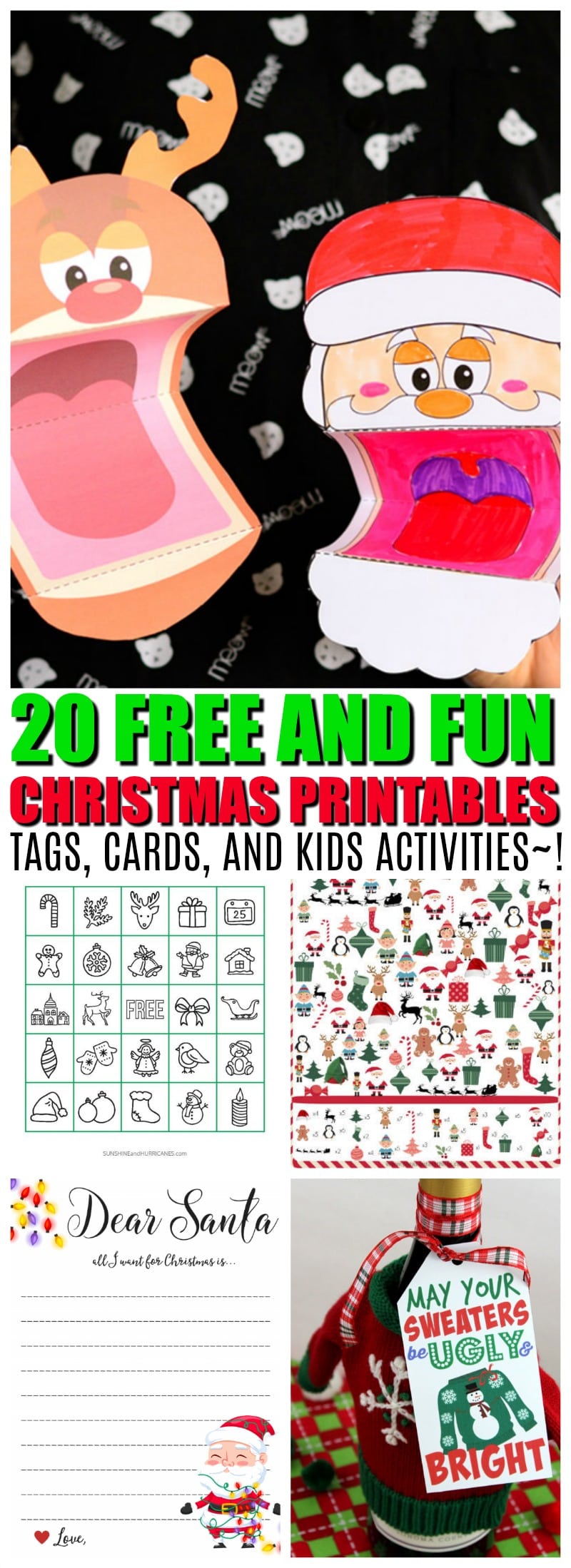 20 Free Christmas Printables that will make your season merry and bright, #printables for holiday season from tags, to cards, to kids activities! 