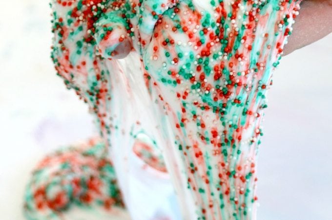 Christmas Explosion Slime, the prettiest slime you will make this season, is perfect for gifting, sensory play and pure fun!