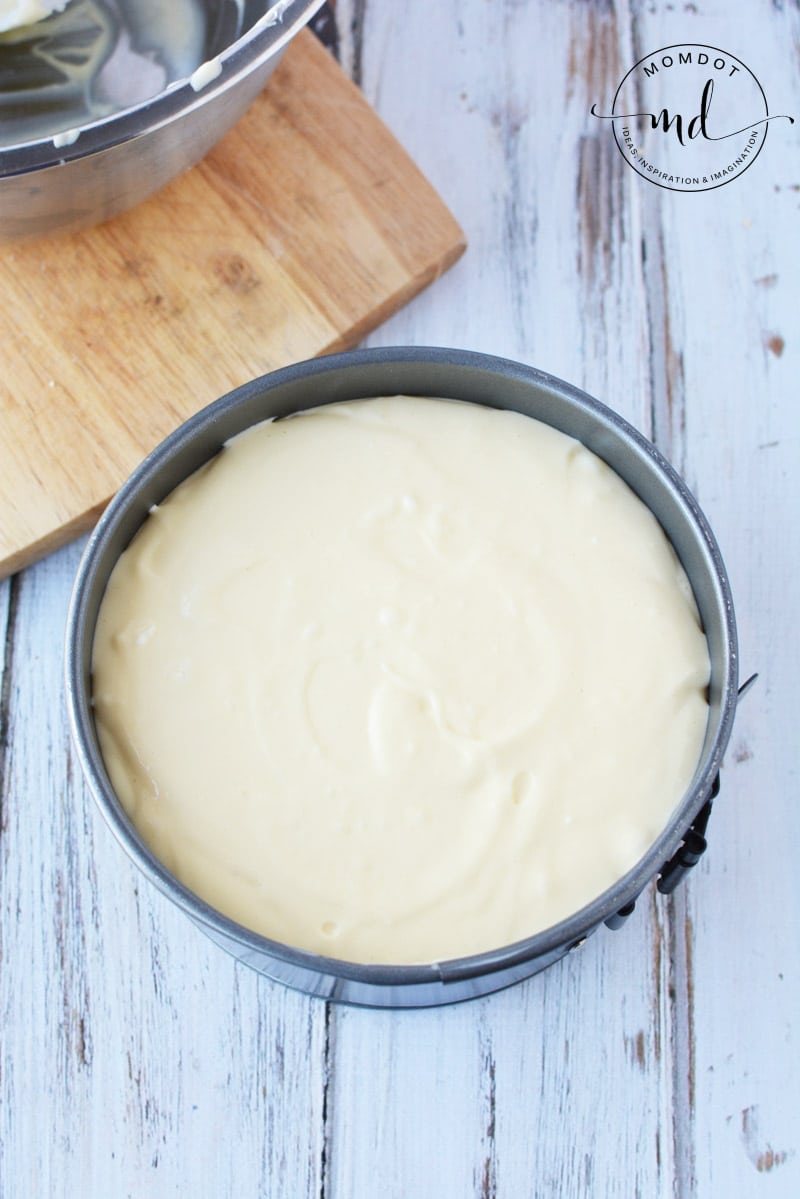 Cheesecake in a springform pan and ready to go into the Instant Pot.