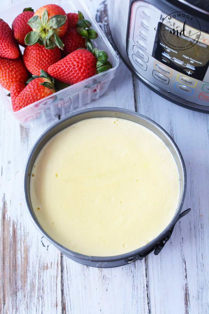 Finished Instant Pot cheesecake in the springform pan.
