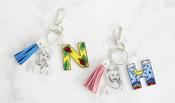 Keychains made from art that's produced by children makes a great homemade gift for a mom that has everything.