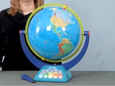 Educational Insights GeoSafari Talking Globe has narrations by Bindi Irwin and features bright colors.